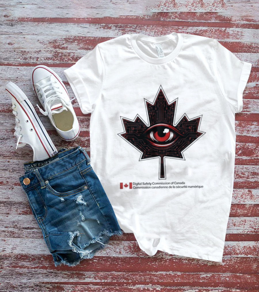 Digital Safety Commission Of Canada Maple Leaf Eye Circuitry T-Shirt