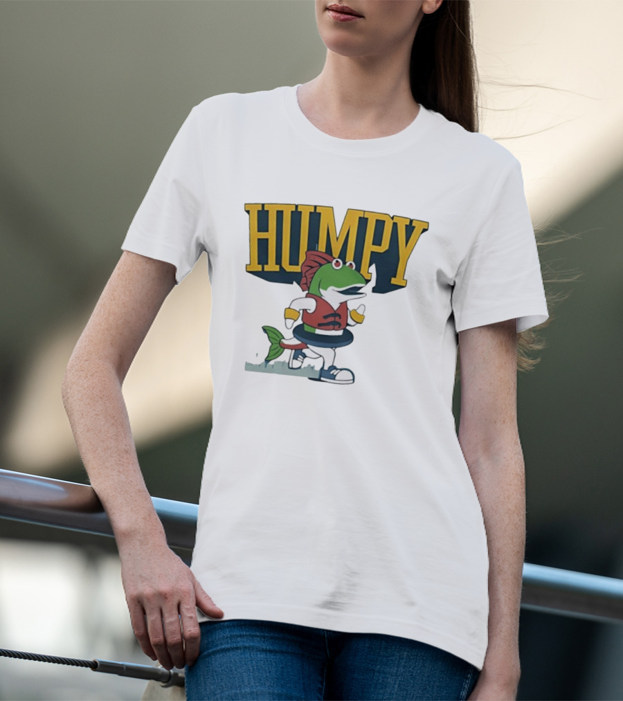 Humpy Running Fish With Life Vest Tube Humor T-Shirt