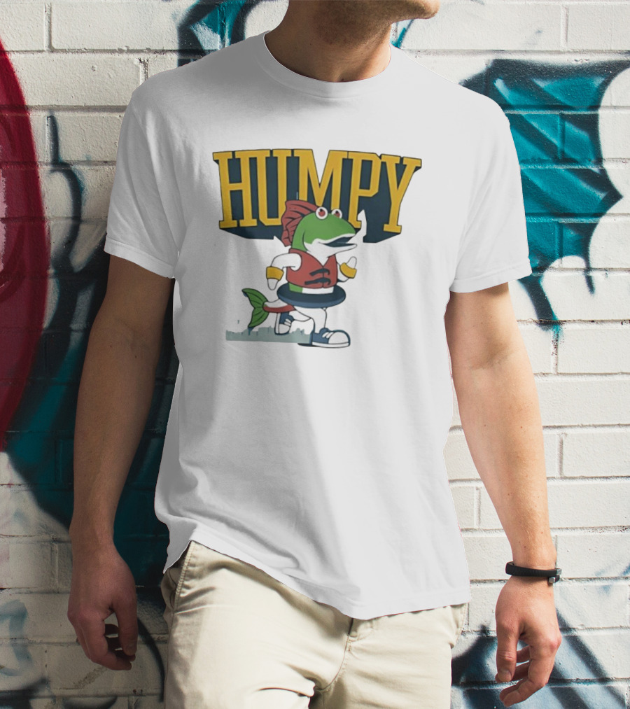 Humpy Running Fish With Life Vest Tube Humor T-Shirt