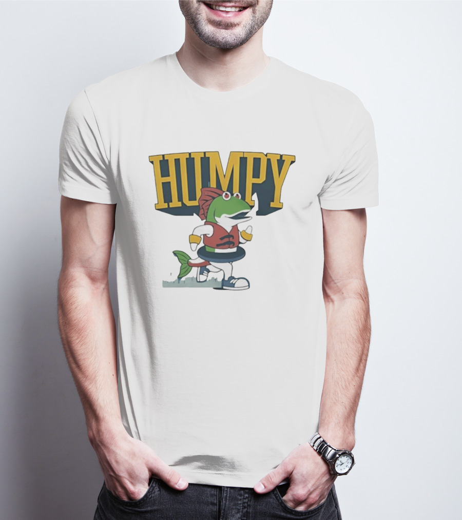 Humpy Running Fish With Life Vest Tube Humor T-Shirt