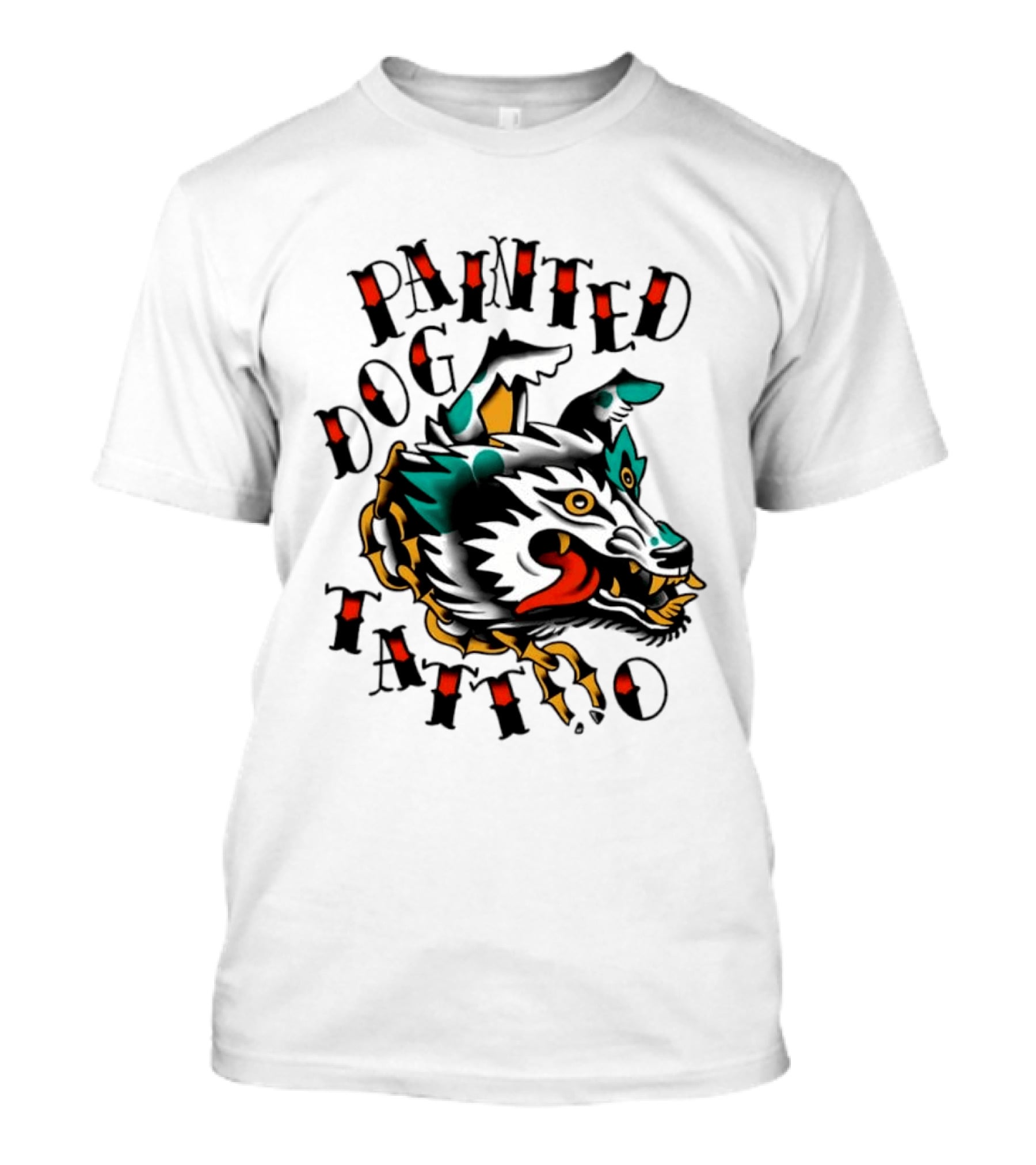 Painted Dog Tattoo Wild Canine Drawing T-Shirt