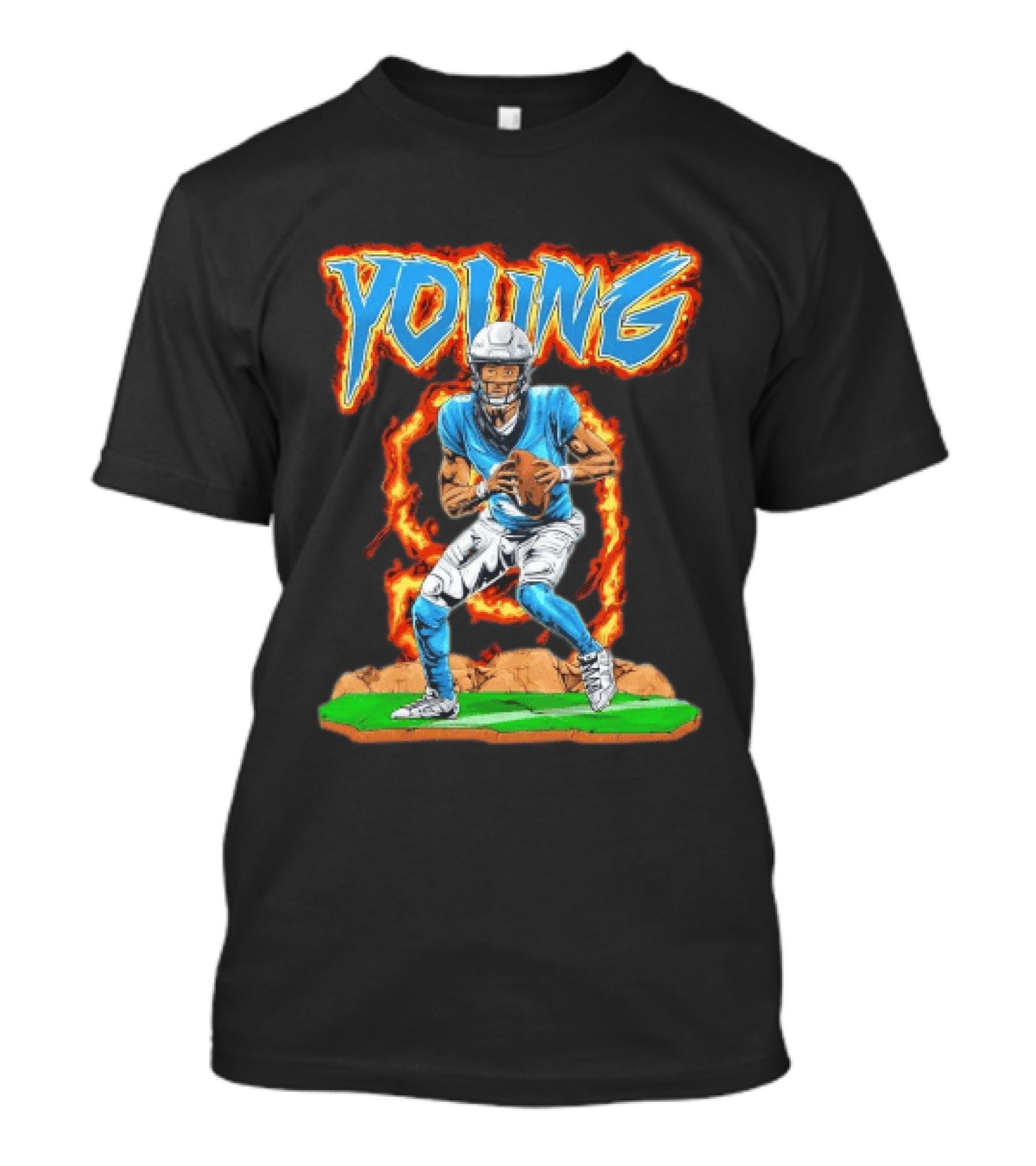 Panthers Young Football Player With Fire T-Shirt