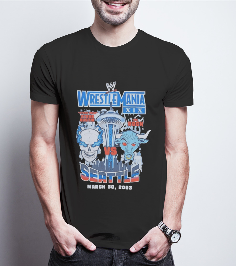 WrestleMania XIX Stone Cold Steve Austin Vs The Rock March 30 2003 Seattle T-Shirt
