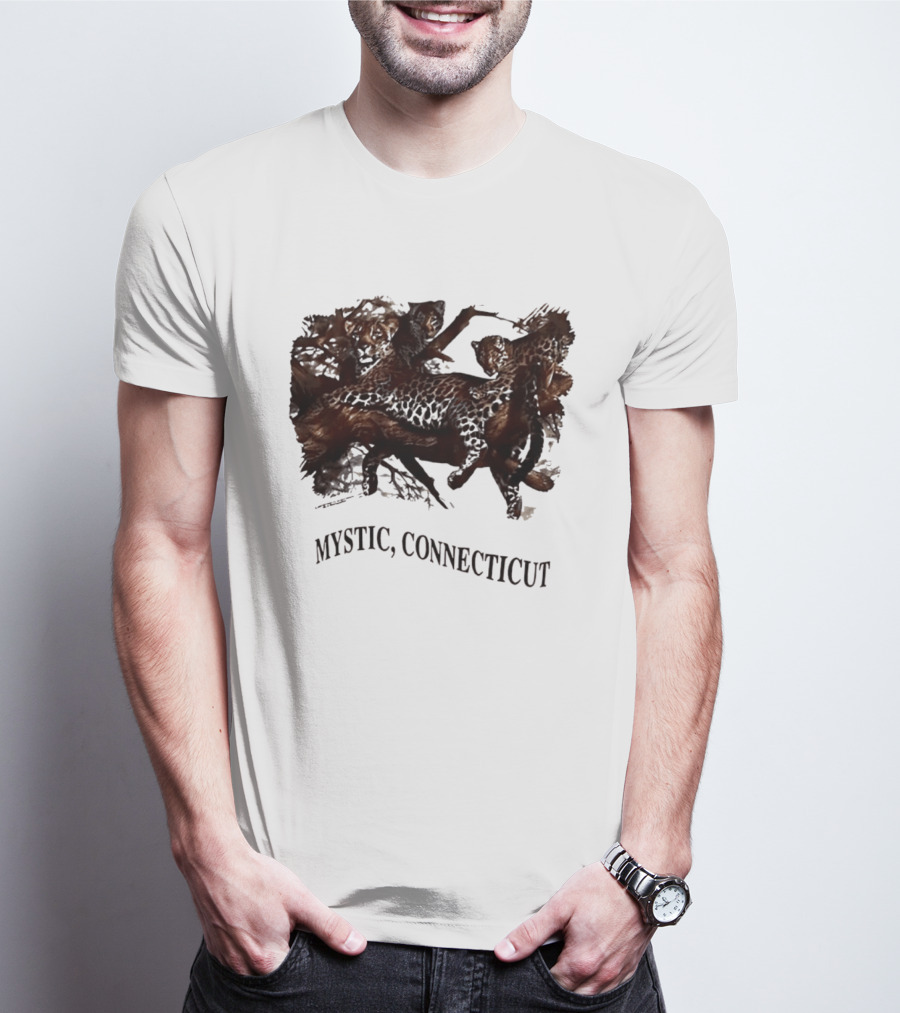 Mystic Connecticut Cheetah Panther Lion T-Shirt