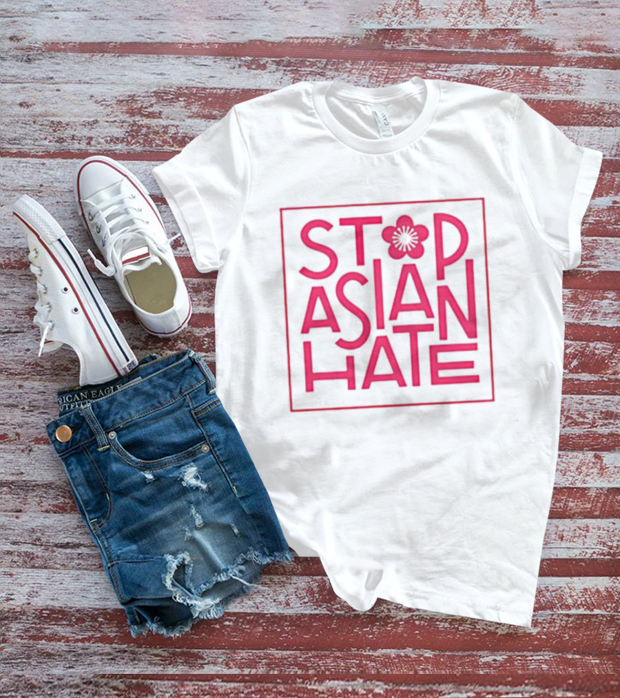 Stop Asian Hate Pink Blossom Flower Protest Activism T-Shirt