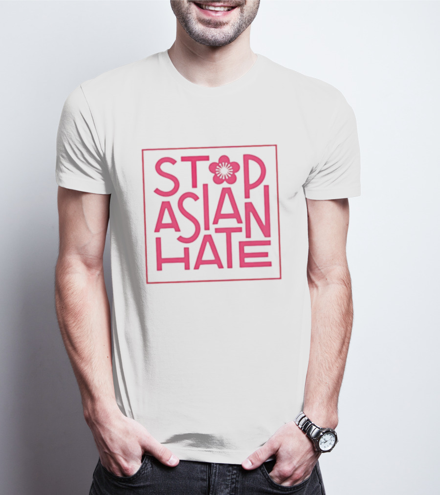 Stop Asian Hate Pink Blossom Flower Protest Activism T-Shirt