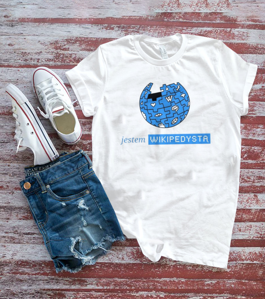 Jestem Wikipedysta Puzzle Globe Icon Eyes And Clouds T-Shirt