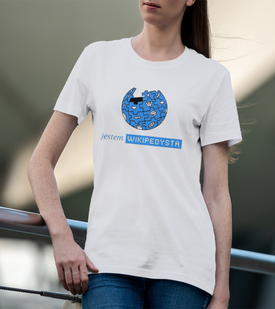 Jestem Wikipedysta Puzzle Globe Icon Eyes And Clouds T-Shirt