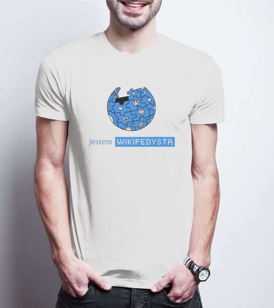 Jestem Wikipedysta Puzzle Globe Icon Eyes And Clouds T-Shirt