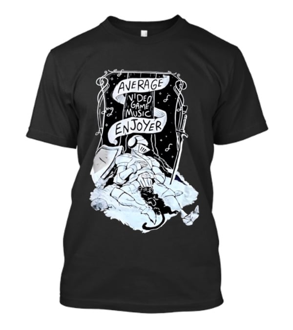 Average Video Game Music Enjoyer Knight Resting Under Stars With Cat T-Shirt