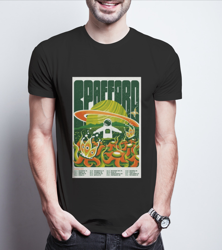 Spafford Summer Tour 26 Space Adventure Psychedelic Alien Astronaut Concert Dates And Locations T-Shirt