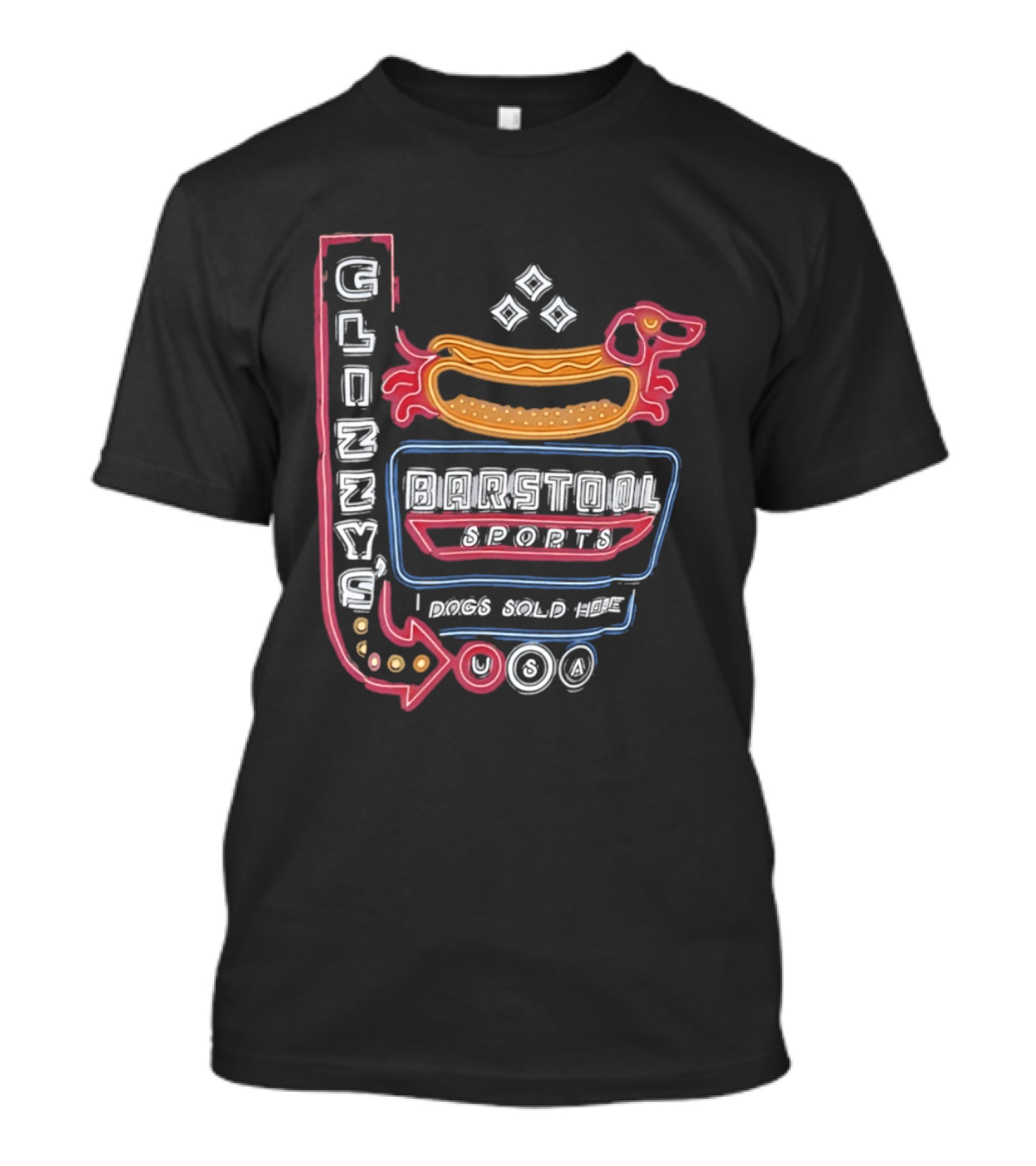 Glizzy Barstool Sports Dog Sold Here Neon USA T-Shirt