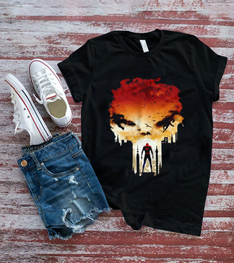 Spider Man Hulk Wolverine Marvel Superheroes Cityscape Action Scene T-Shirt