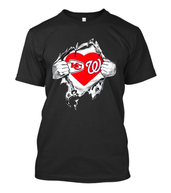 Sport KC Chiefs Washington Nationals Heart Reveal T-Shirt