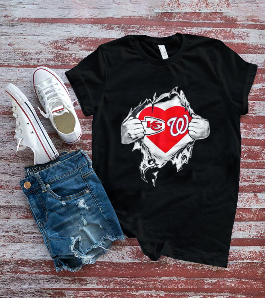 Sport KC Chiefs Washington Nationals Heart Reveal T-Shirt