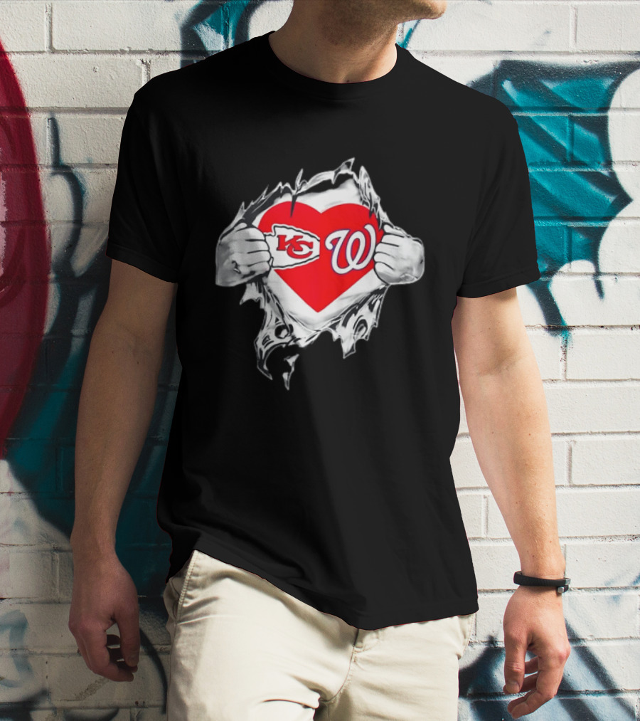 Sport KC Chiefs Washington Nationals Heart Reveal T-Shirt