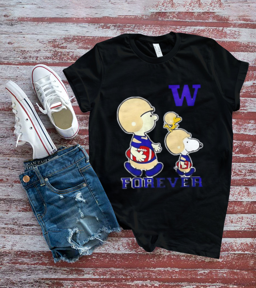 Peanuts Characters Football Players Washington Huskies W Forever T-Shirt