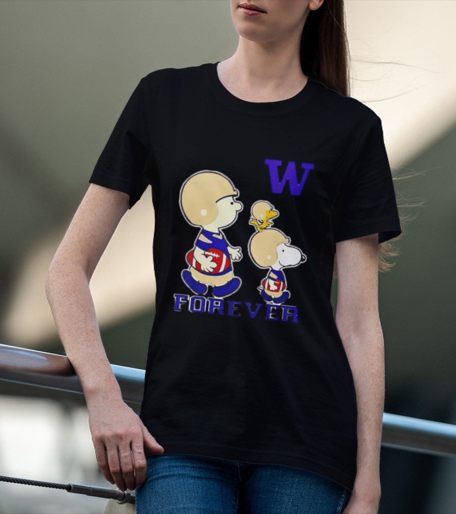 Peanuts Characters Football Players Washington Huskies W Forever T-Shirt