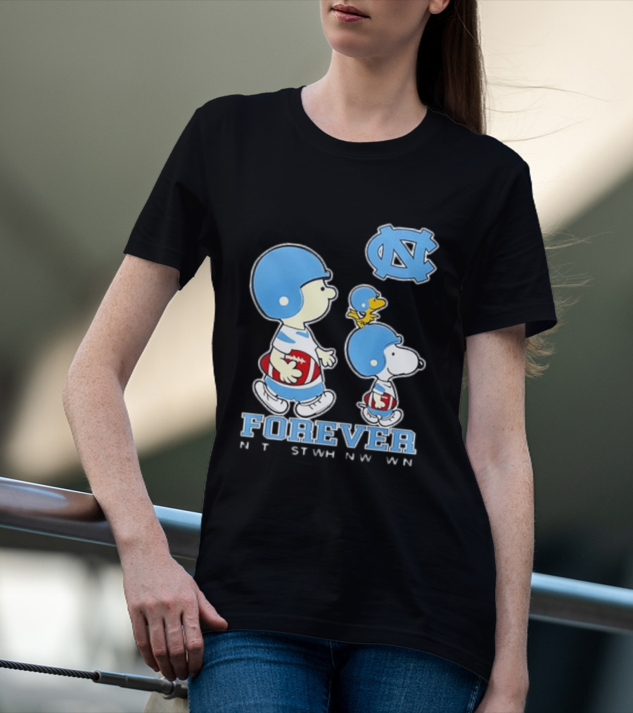 UNC Tar Heels Snoopy Charlie Brown Football Forever T-Shirt