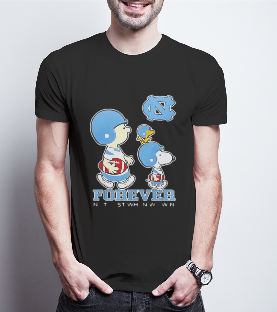 UNC Tar Heels Snoopy Charlie Brown Football Forever T-Shirt
