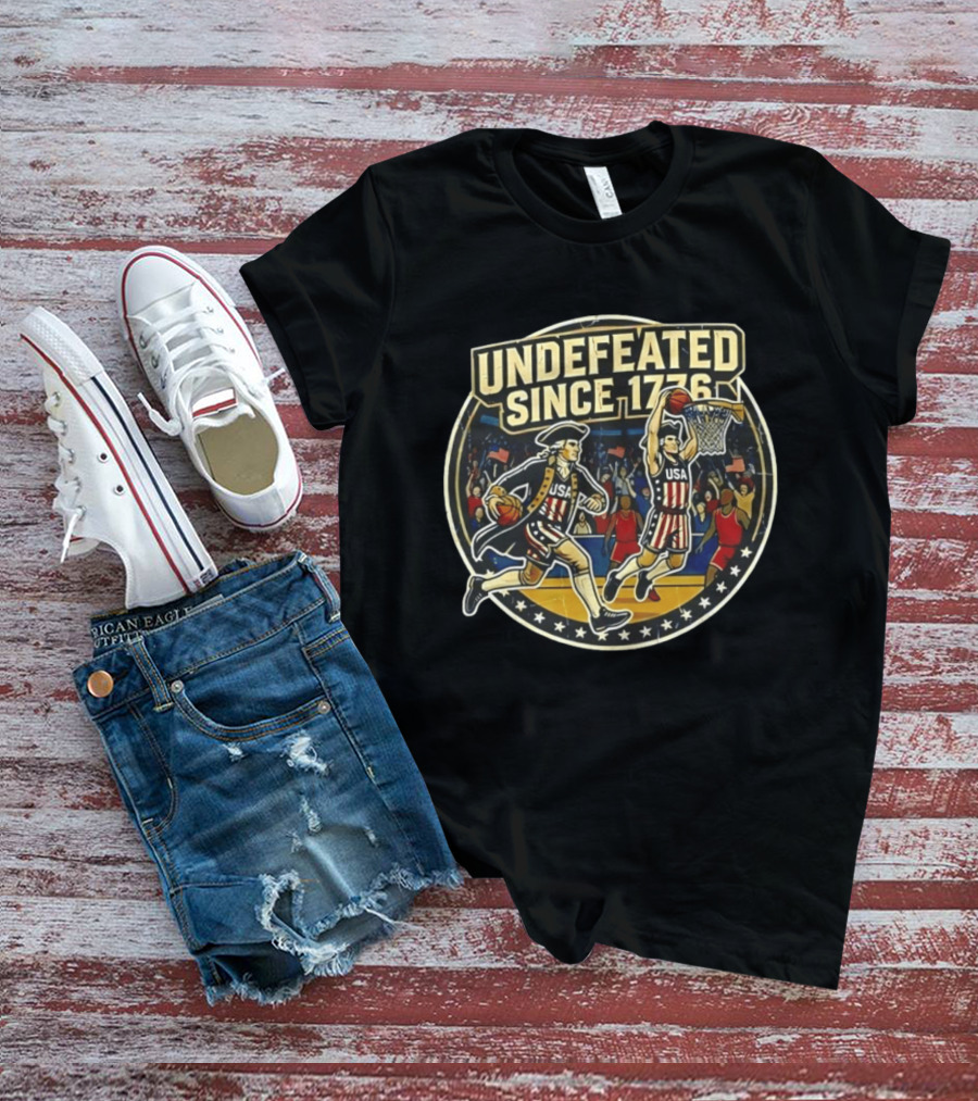 Undefeated Since 1776 USA Basketball Patriotic Celebration T-Shirt