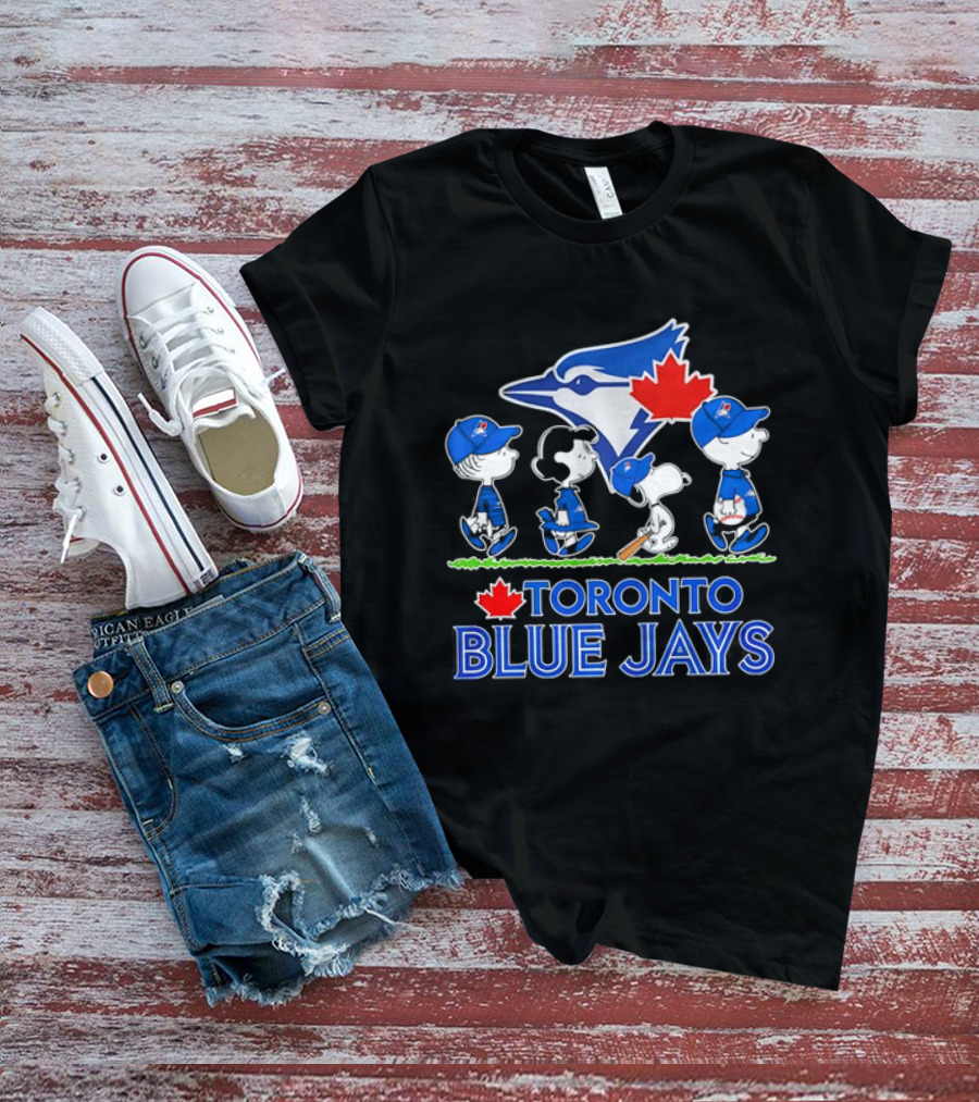 Peanuts Gang Toronto Blue Jays Baseball Collaboration T-Shirt