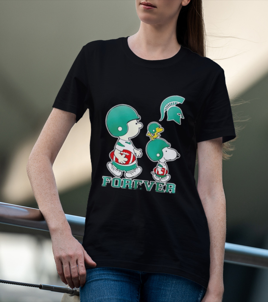Peanuts Woodstock Charlie Brown Snoopy Michigan State Spartans Forever T-Shirt