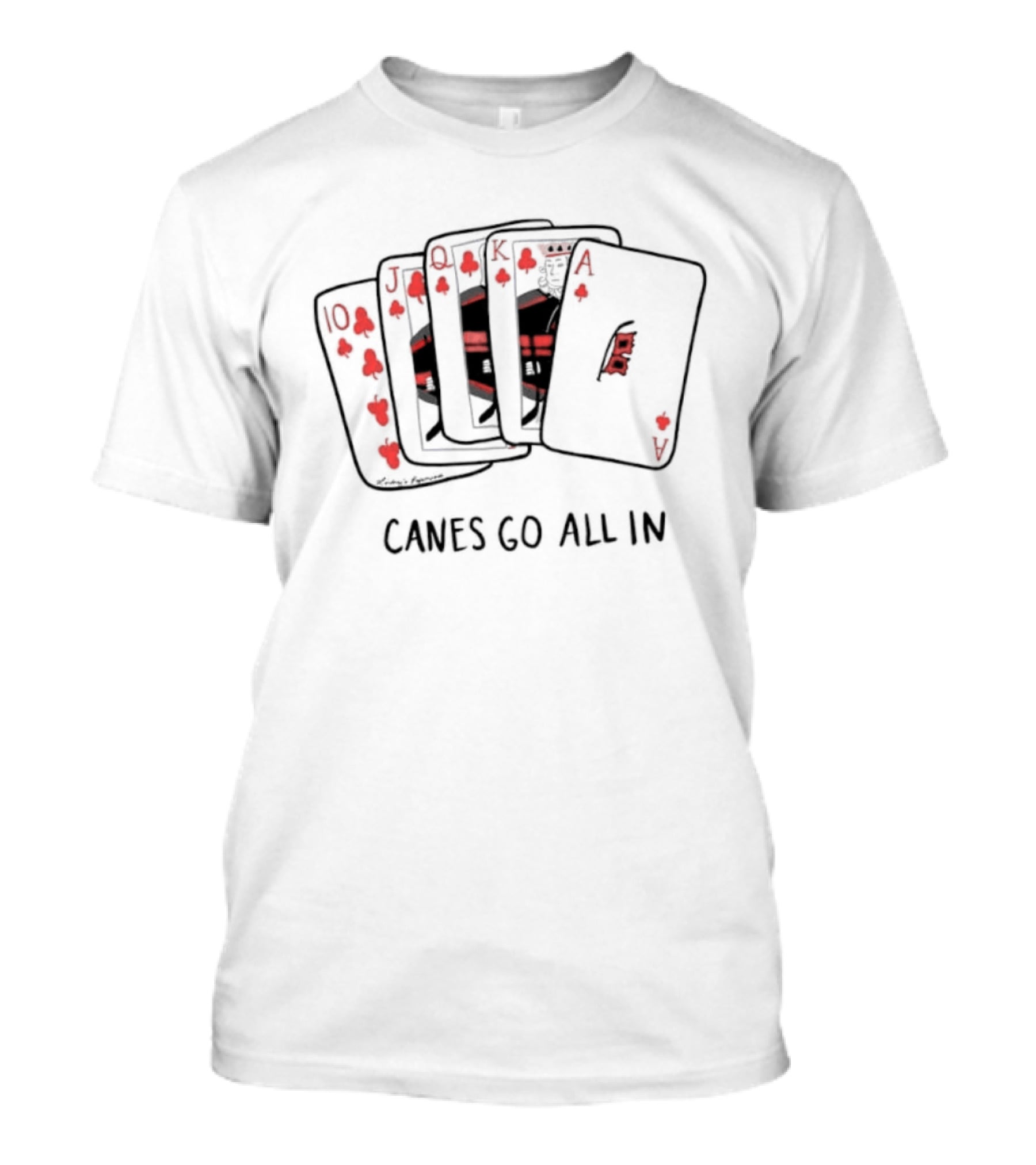 Carolina Hurricanes Canes Go All In Playing Cards Royal Flush T-Shirt