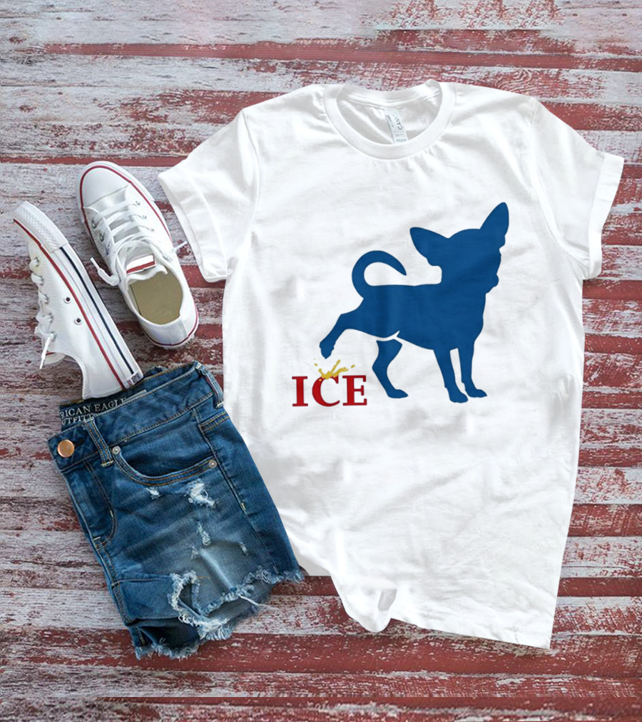 Chihuahua Urinating On ICE Text Representation T-Shirt