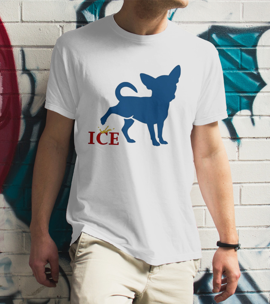 Chihuahua Urinating On ICE Text Representation T-Shirt