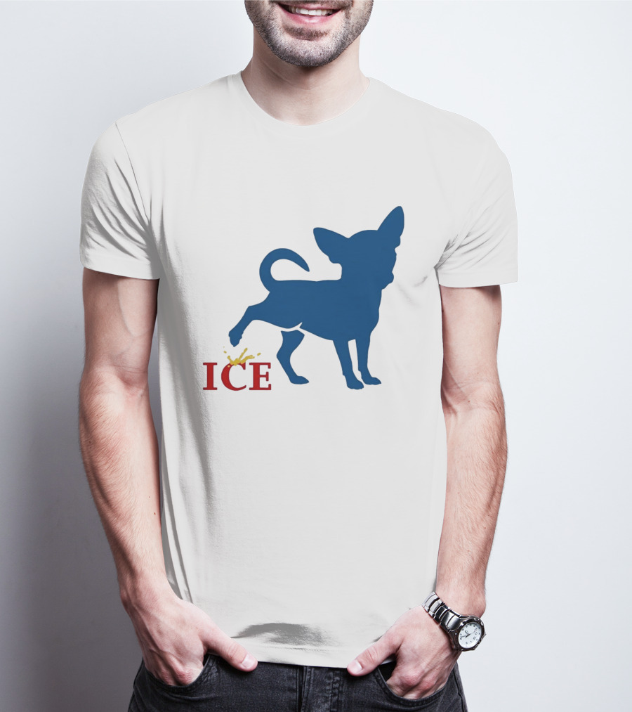 Chihuahua Urinating On ICE Text Representation T-Shirt