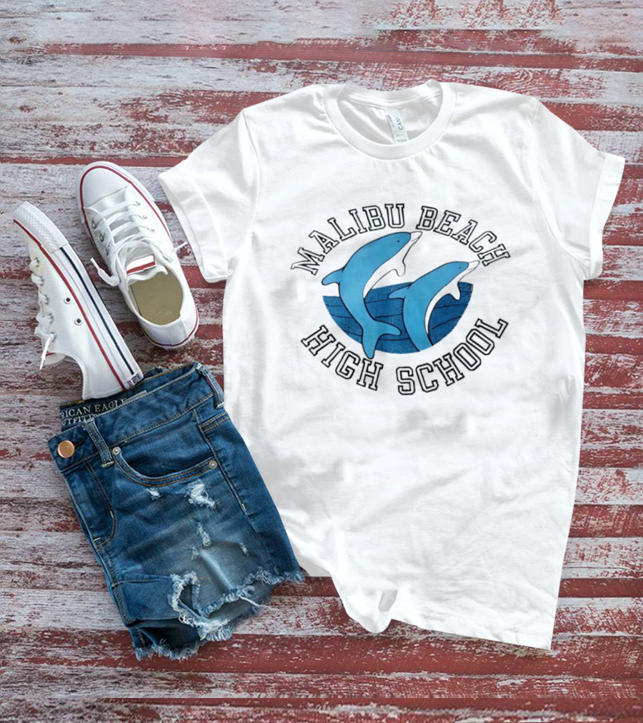 Malibu Beach High School Dolphins Ocean T-Shirt