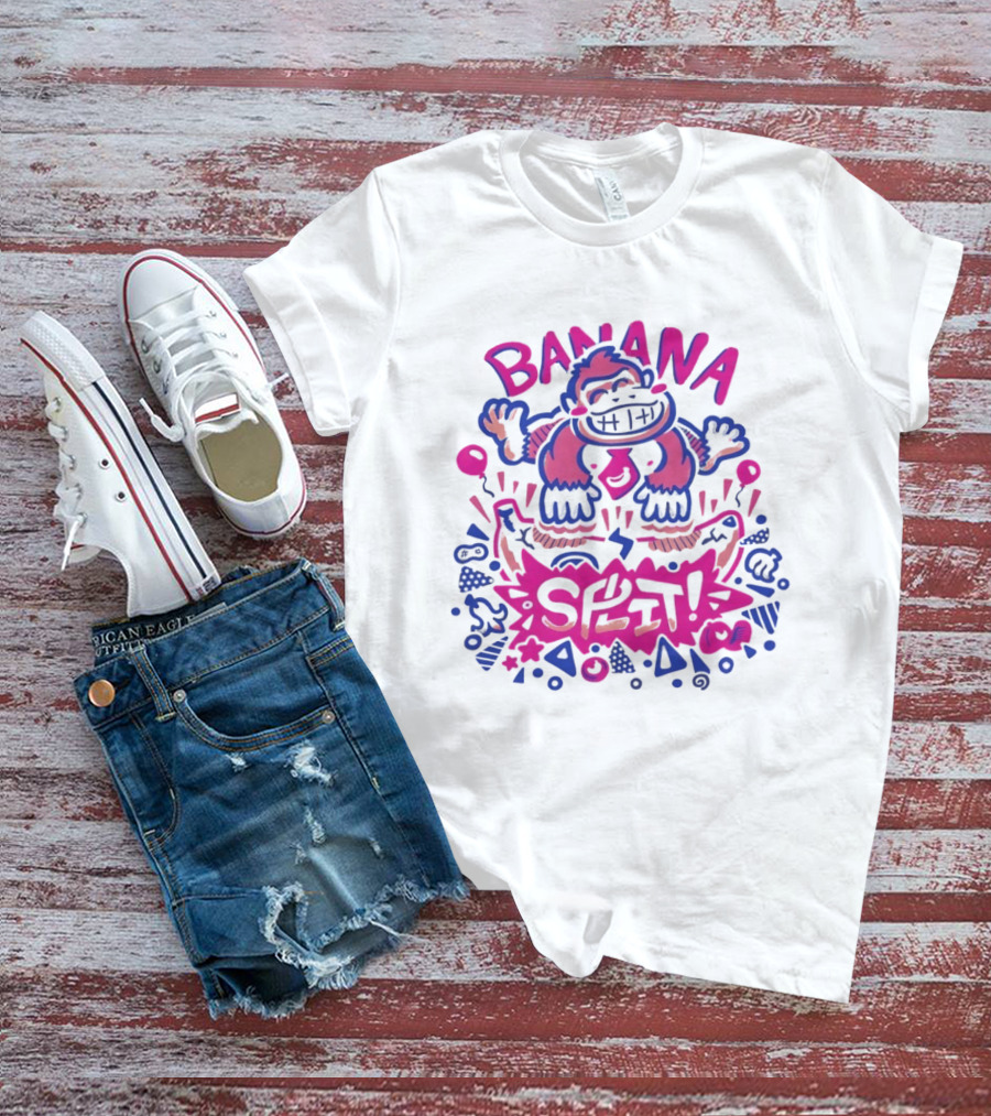 Banana Split Monkey Cartoon Fun T-Shirt
