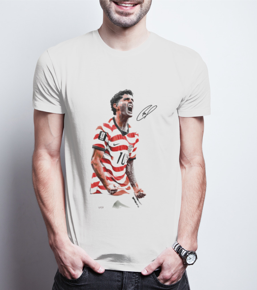 USA 10 Christian Pulisic Soccer Star Jersey Signature T-Shirt