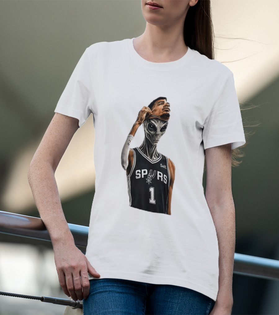 Wembanyama Spurs Alien Takeover Face Reveal Self 1 T-Shirt