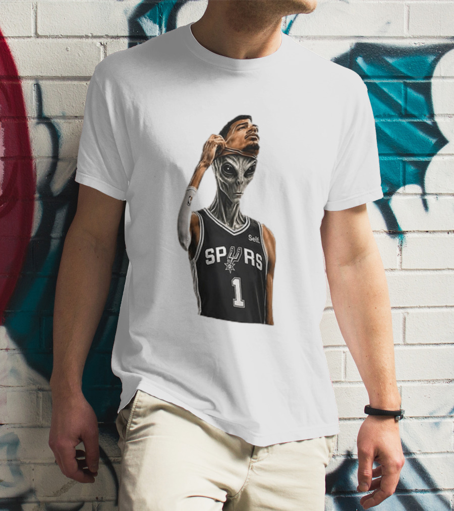 Wembanyama Spurs Alien Takeover Face Reveal Self 1 T-Shirt