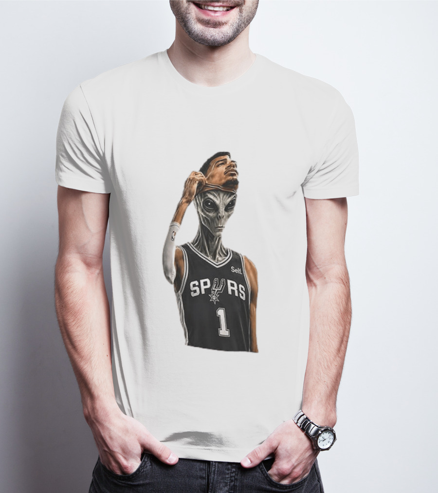 Wembanyama Spurs Alien Takeover Face Reveal Self 1 T-Shirt