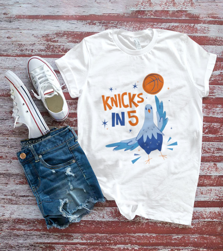 New York Knicks NBA Pigeon Basketball Knicks In 5 T-Shirt
