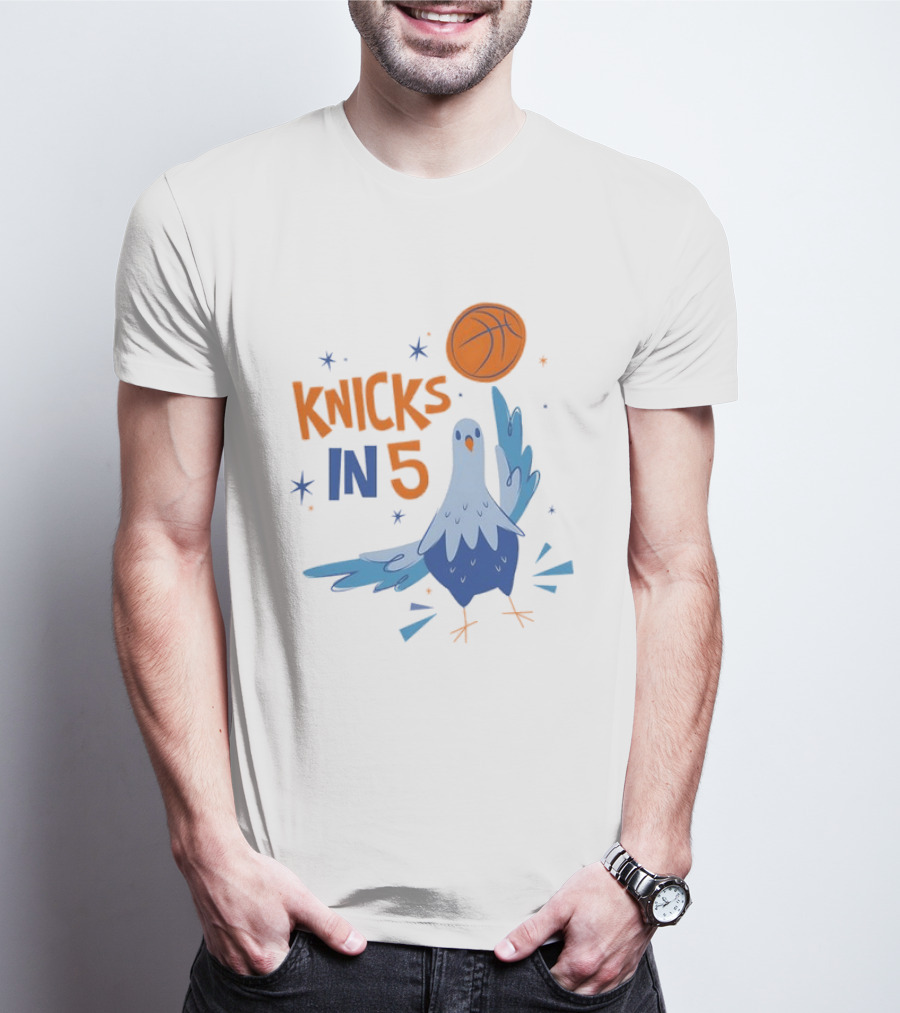 New York Knicks NBA Pigeon Basketball Knicks In 5 T-Shirt