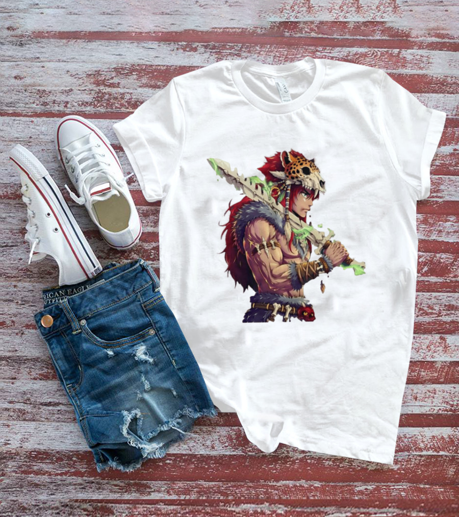 Jaguar Warrior Aztec Fantasy Glowing Bone Sword Warrior T-Shirt