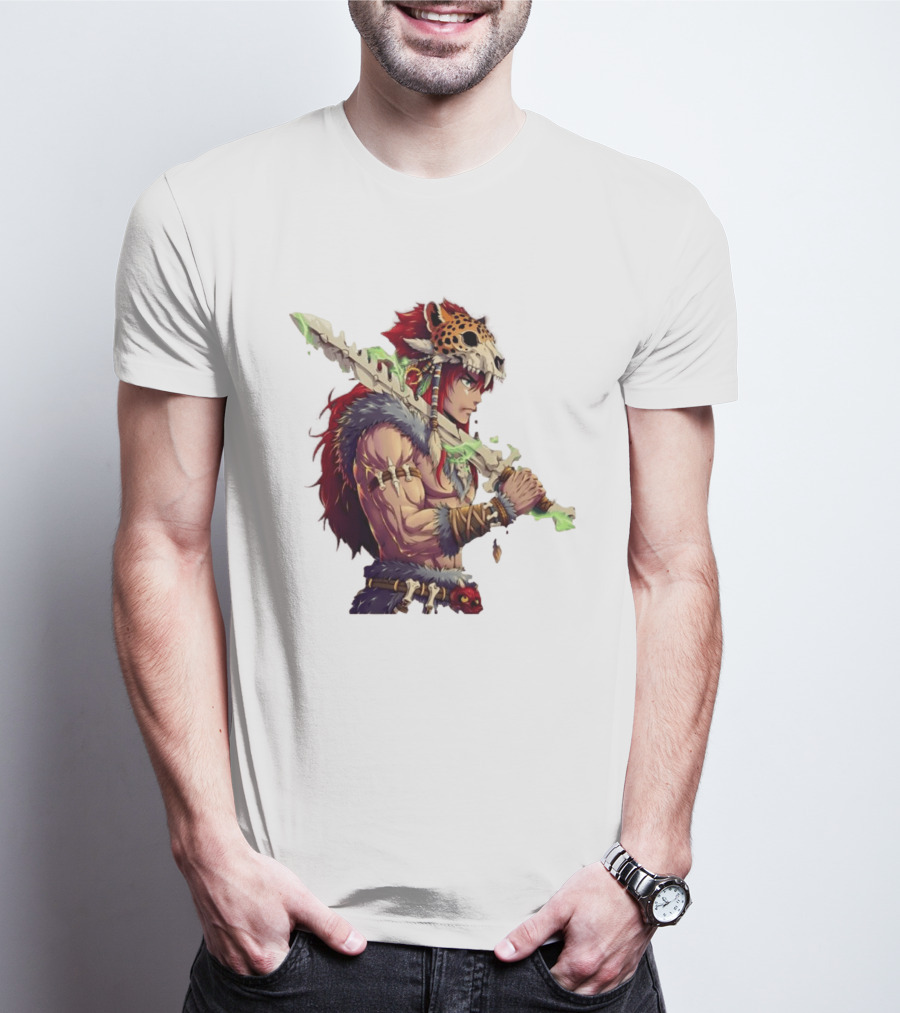 Jaguar Warrior Aztec Fantasy Glowing Bone Sword Warrior T-Shirt