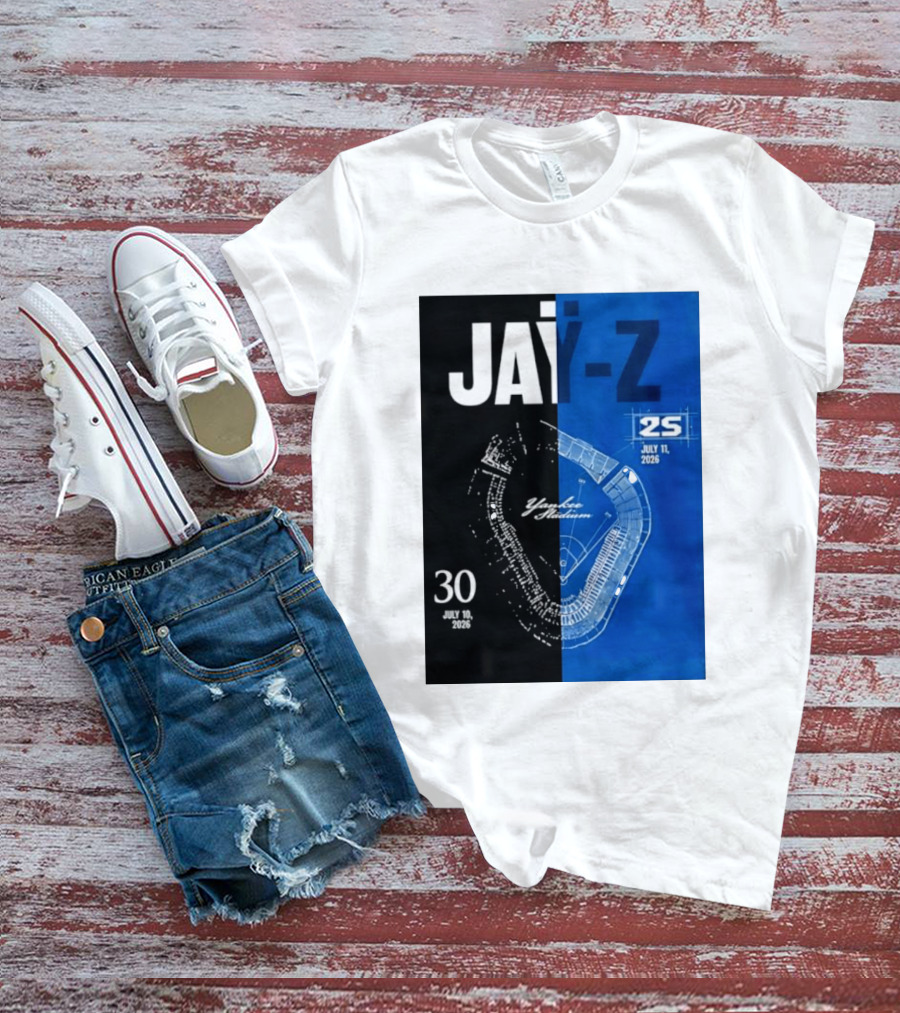 Jay Z Yankee Stadium July 10 11 2026 Celebration With Map Blueprint T-Shirt