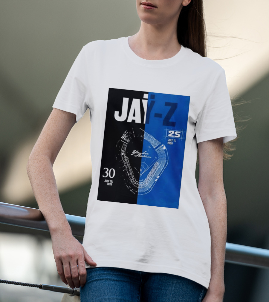 Jay Z Yankee Stadium July 10 11 2026 Celebration With Map Blueprint T-Shirt