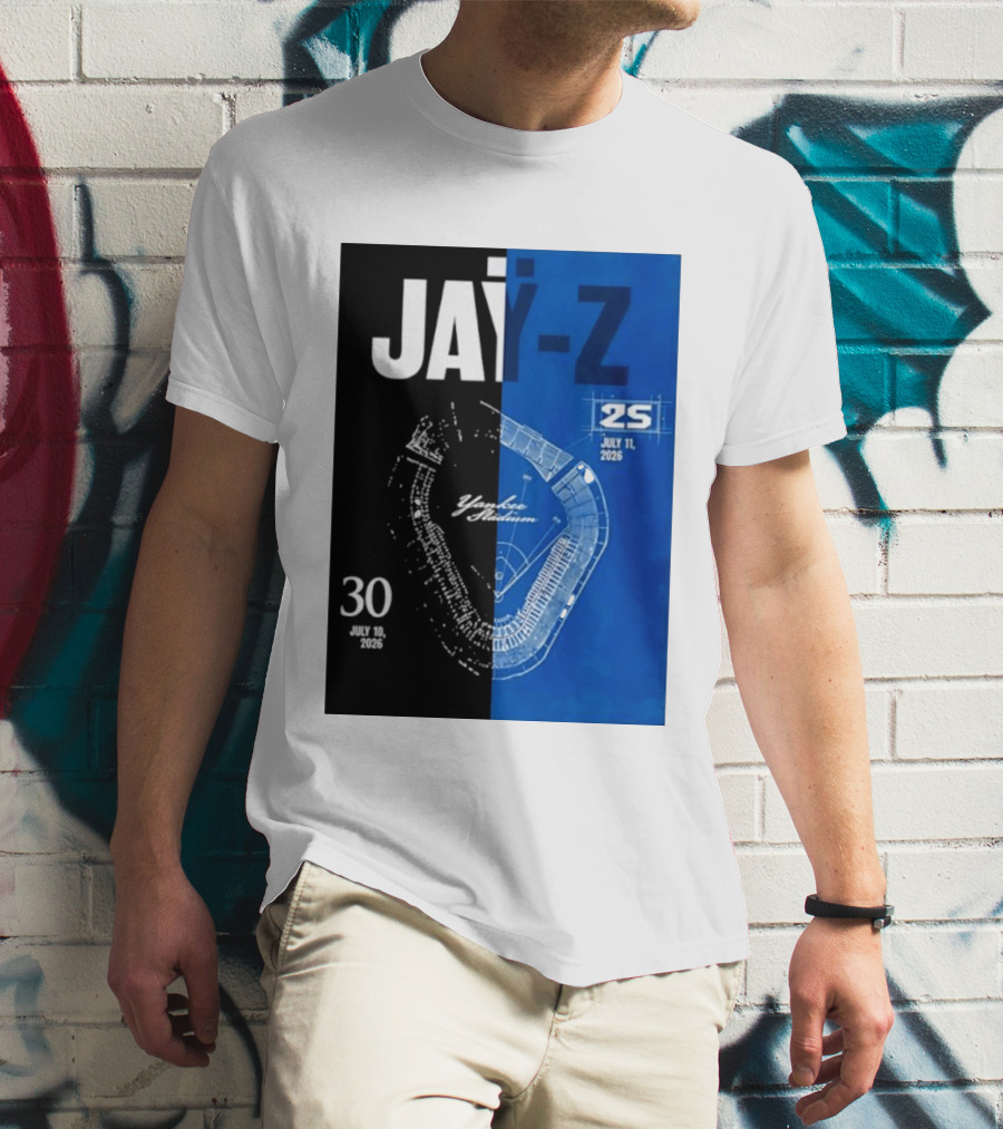 Jay Z Yankee Stadium July 10 11 2026 Celebration With Map Blueprint T-Shirt
