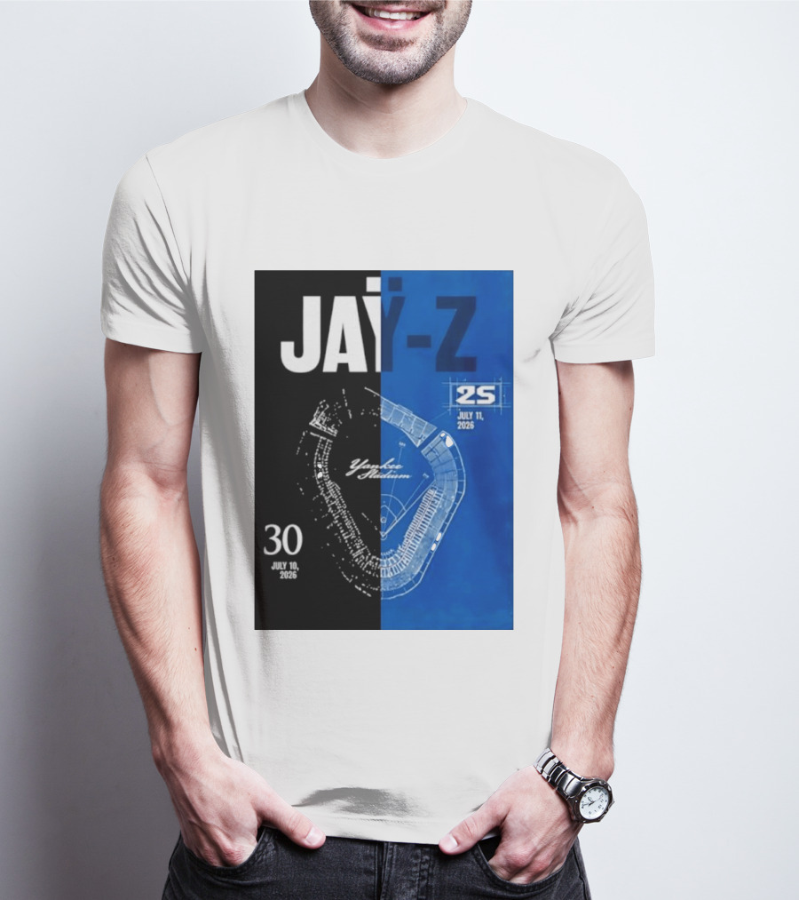 Jay Z Yankee Stadium July 10 11 2026 Celebration With Map Blueprint T-Shirt