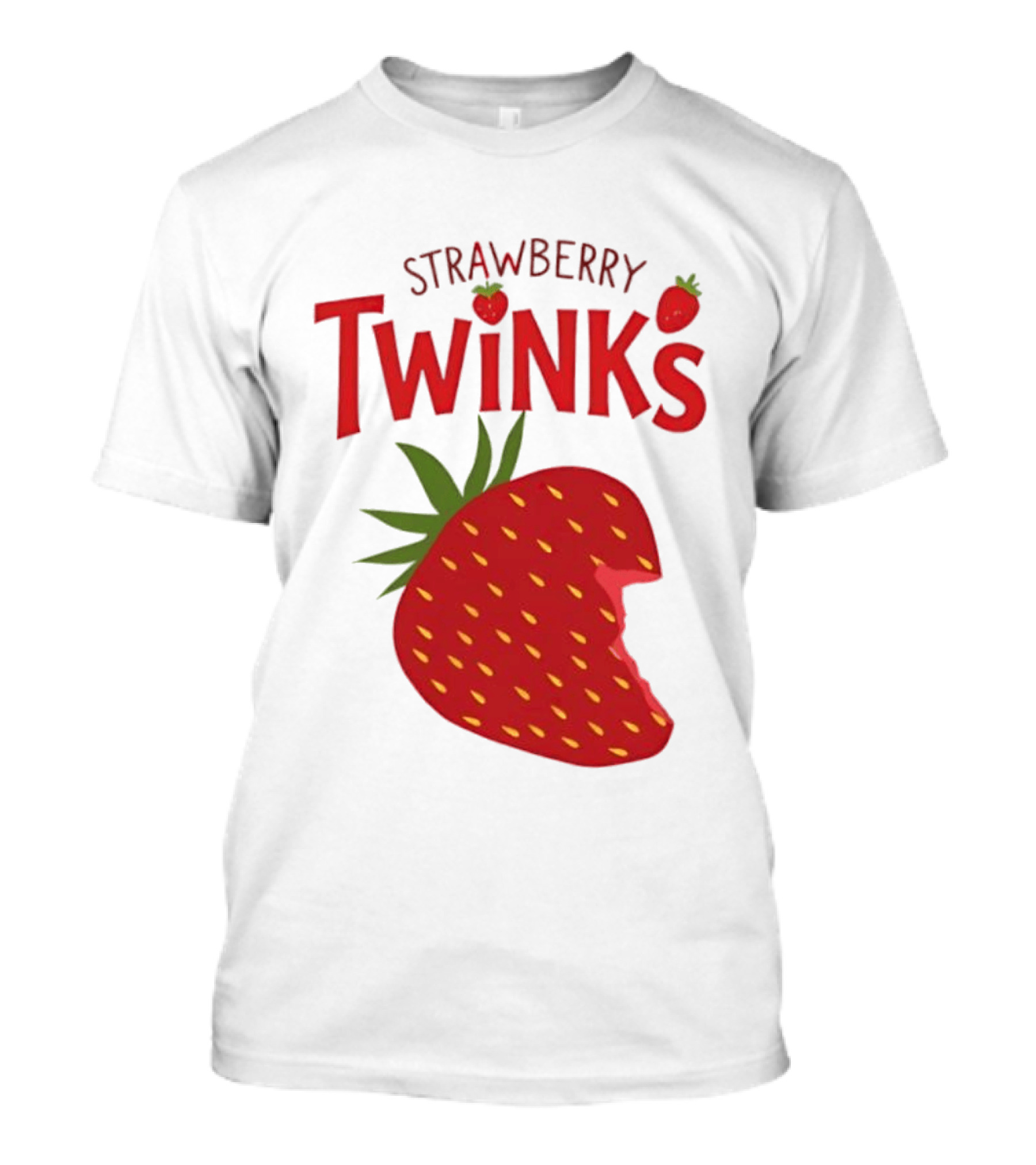 Strawberry Twinks Fruit Snack Pun Playful Bite T-Shirt
