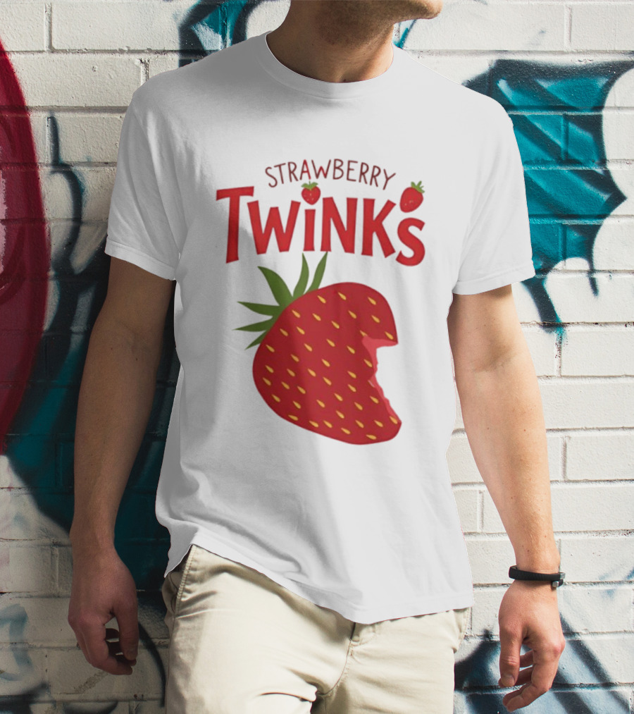 Strawberry Twinks Fruit Snack Pun Playful Bite T-Shirt