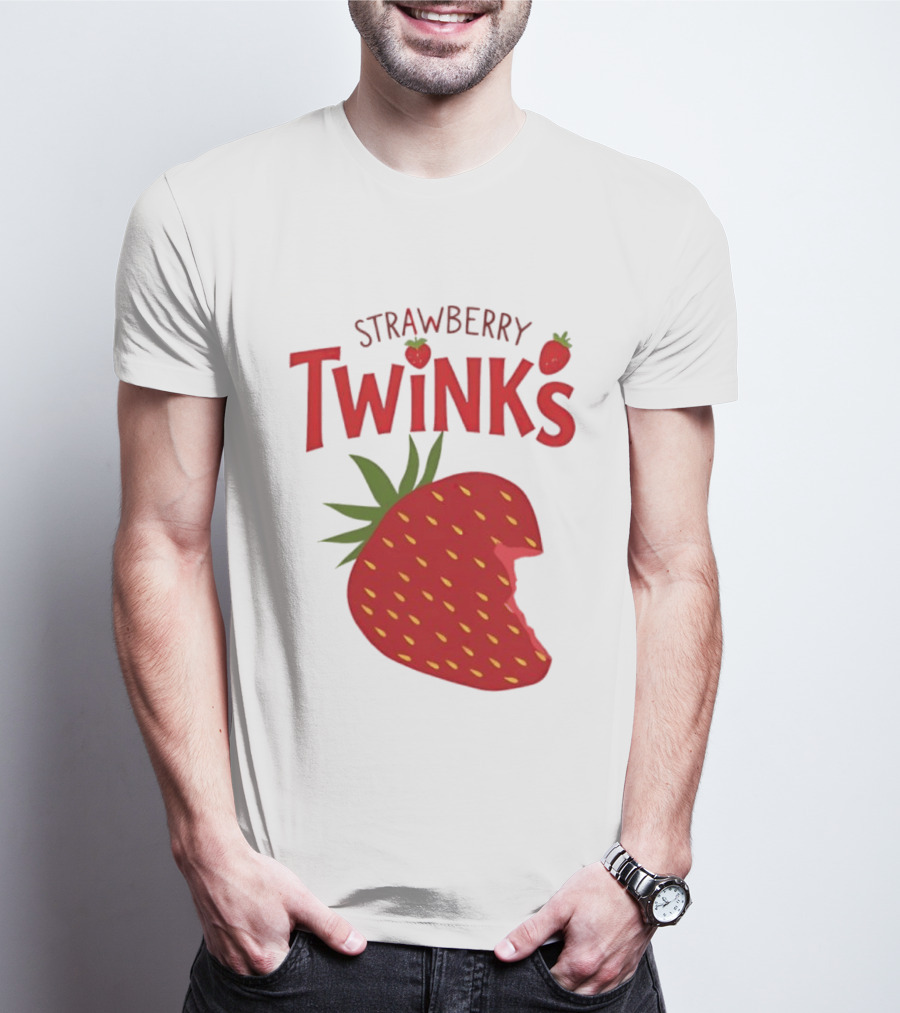 Strawberry Twinks Fruit Snack Pun Playful Bite T-Shirt