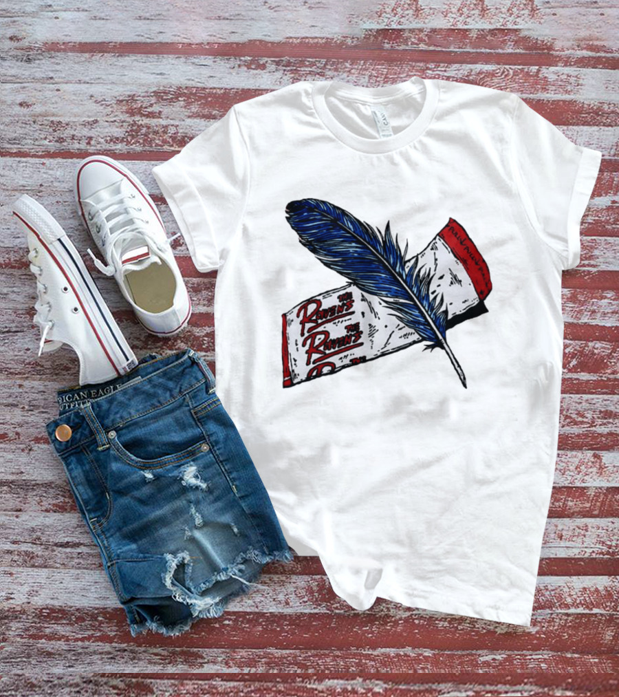 The Ravens Hirotton Blue Feather Pull Pull Pull T-Shirt