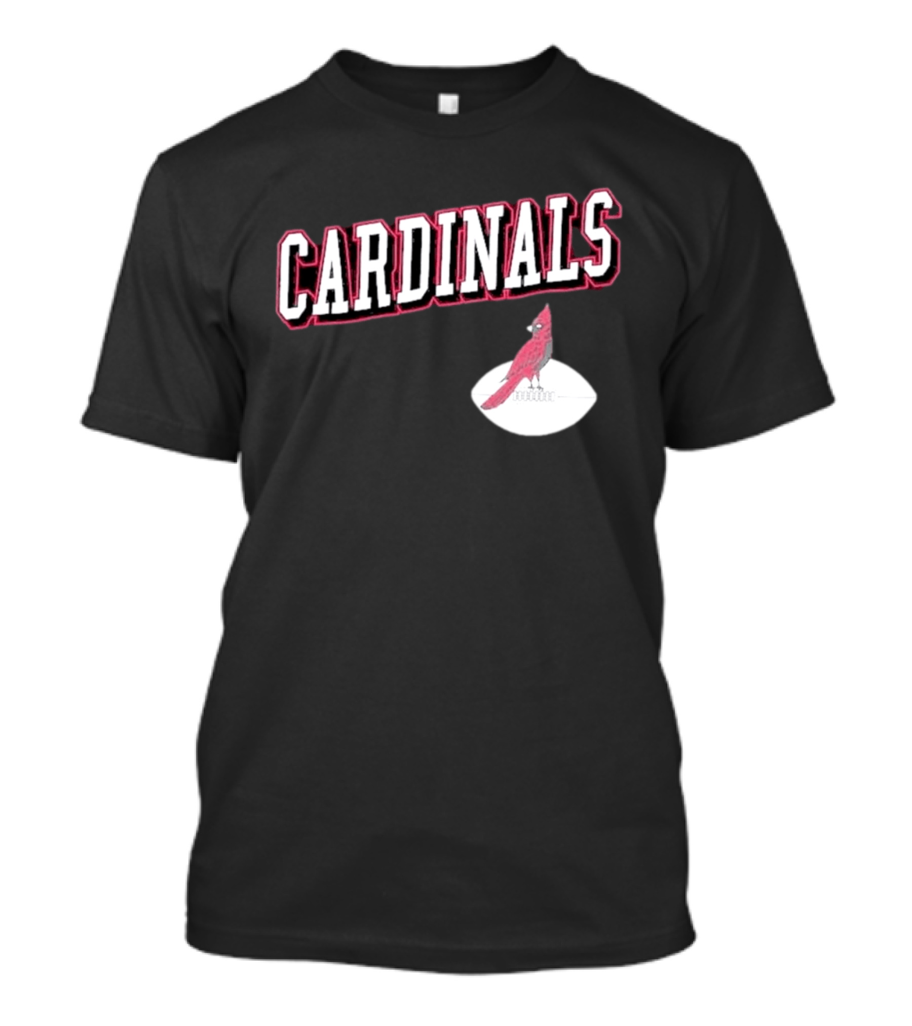 Arizona Cardinals Black Text With Cardinal On Football T-Shirt